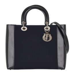 Large Lady Dior, Leather/Canvas, Black, MA-0929, S/DB, 3*